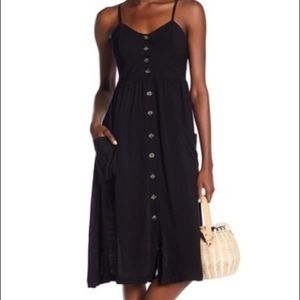 Button-Up Black Midi Dress